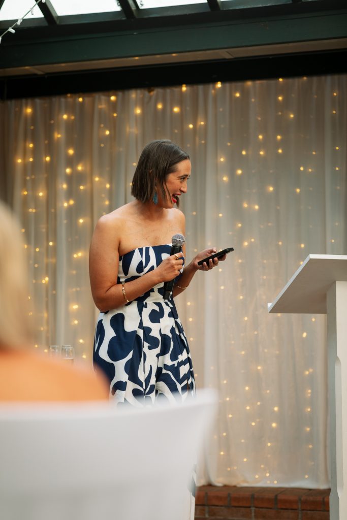 speeches at raffertys resort during the wedding reception