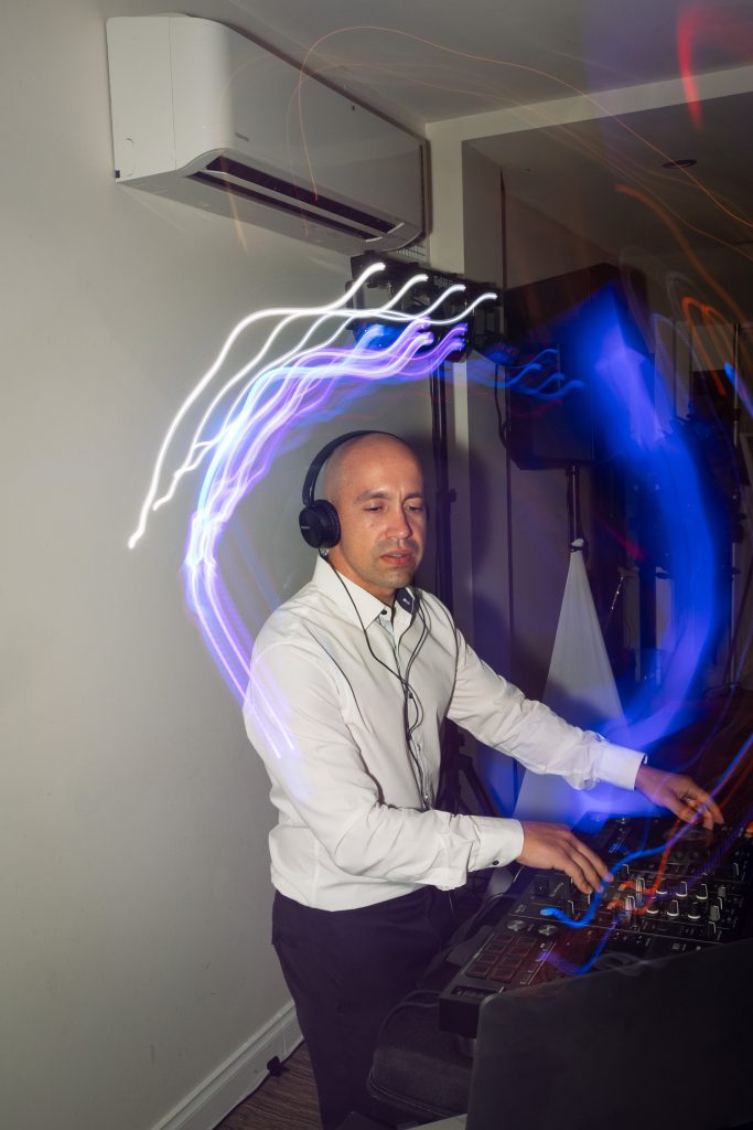 DJ playing at a wedding reception at raffertys resort