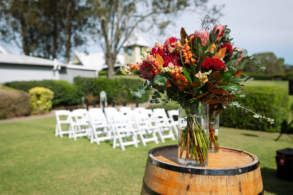 ceremony setup at Rafferty's resort at a wedding