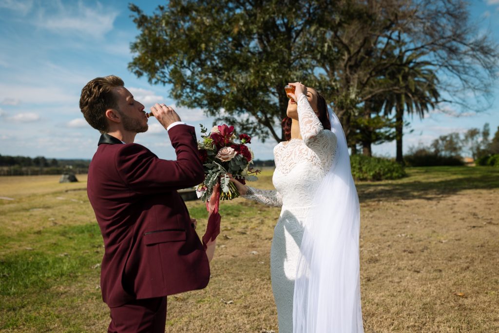 First look at bridal prep with a shot at a wedding in the hunter valley