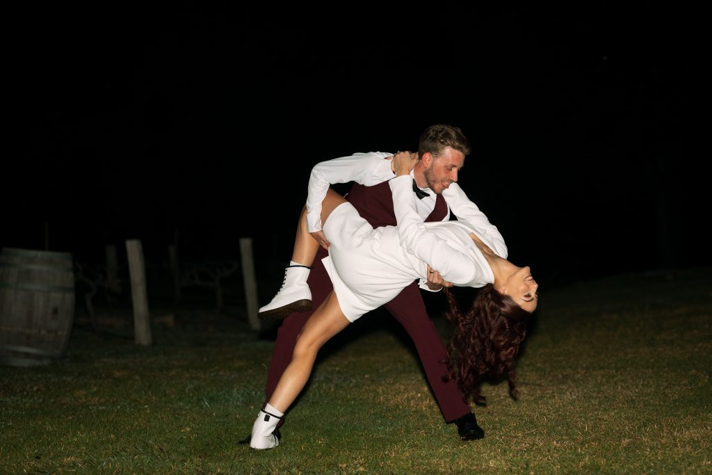 bride and grooms first dance at the reception at their wedding in the hunter valley