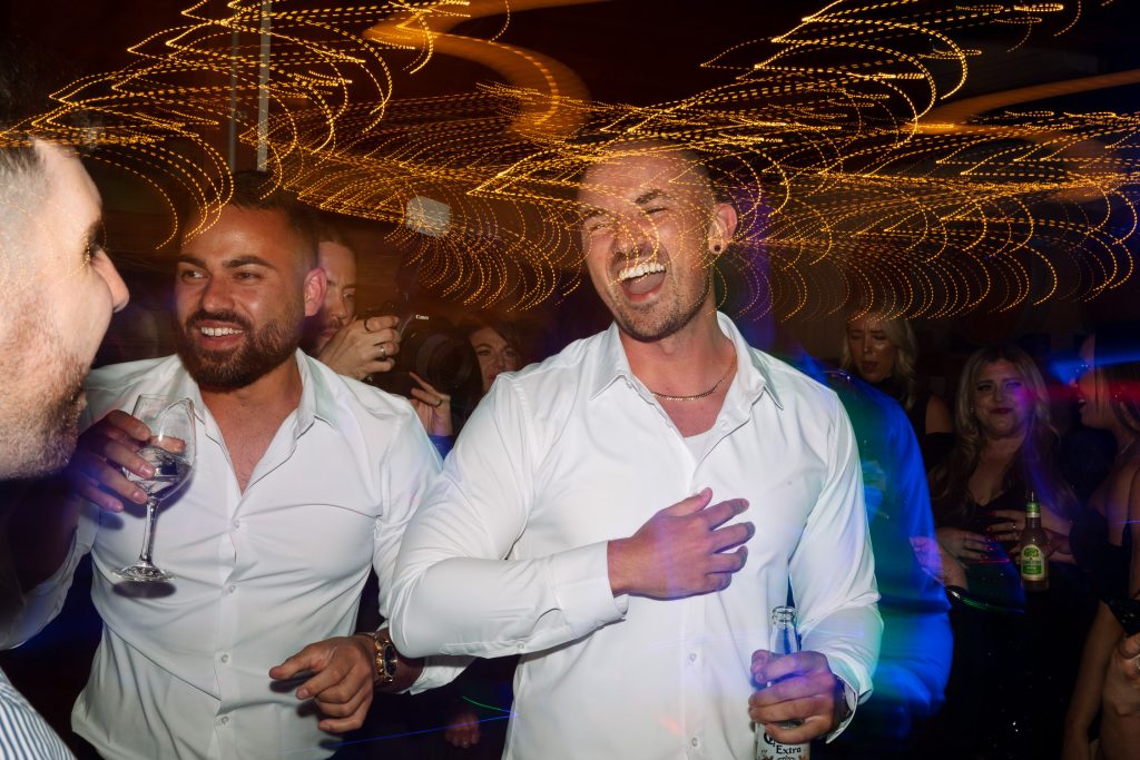 guests drunk dancing at the reception at their wedding in the hunter valley
