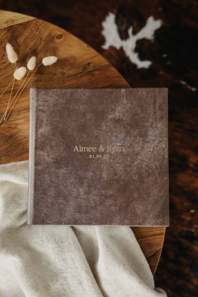 brown leather photo album or photo book