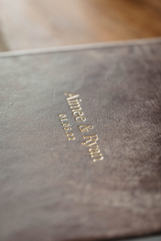 brown leather photo album or photo book