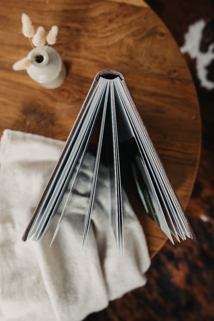 spine of a leather photo album