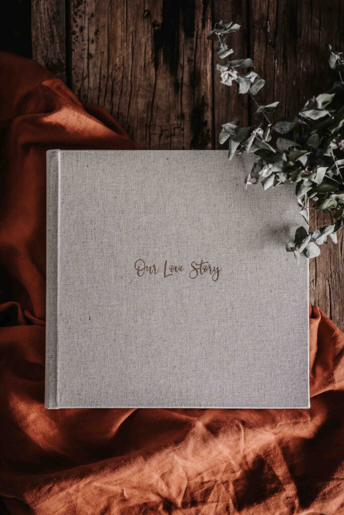 natural linen photo album or photo book
