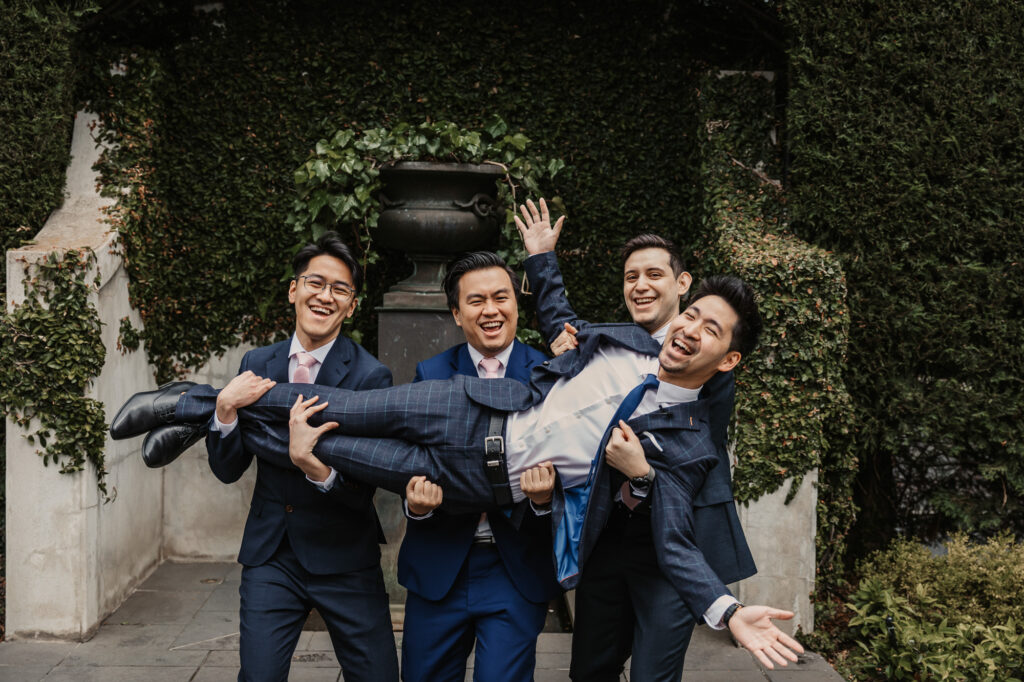 groomsmen fooling around