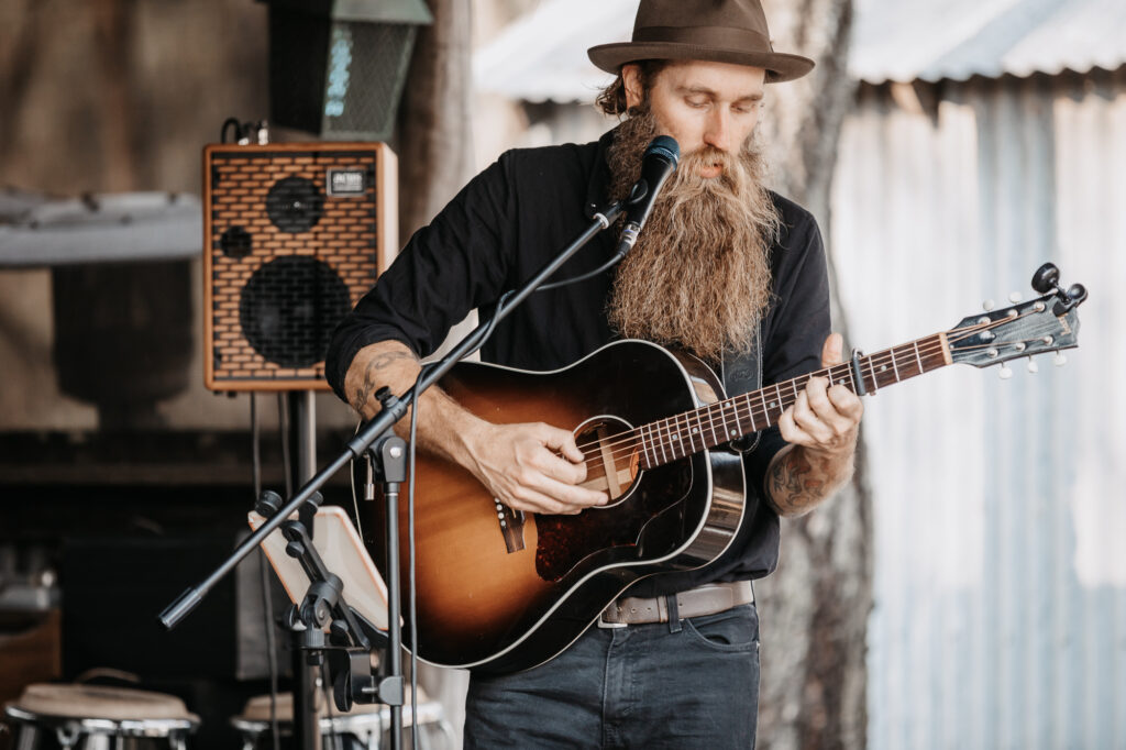 musician playing at a wedding