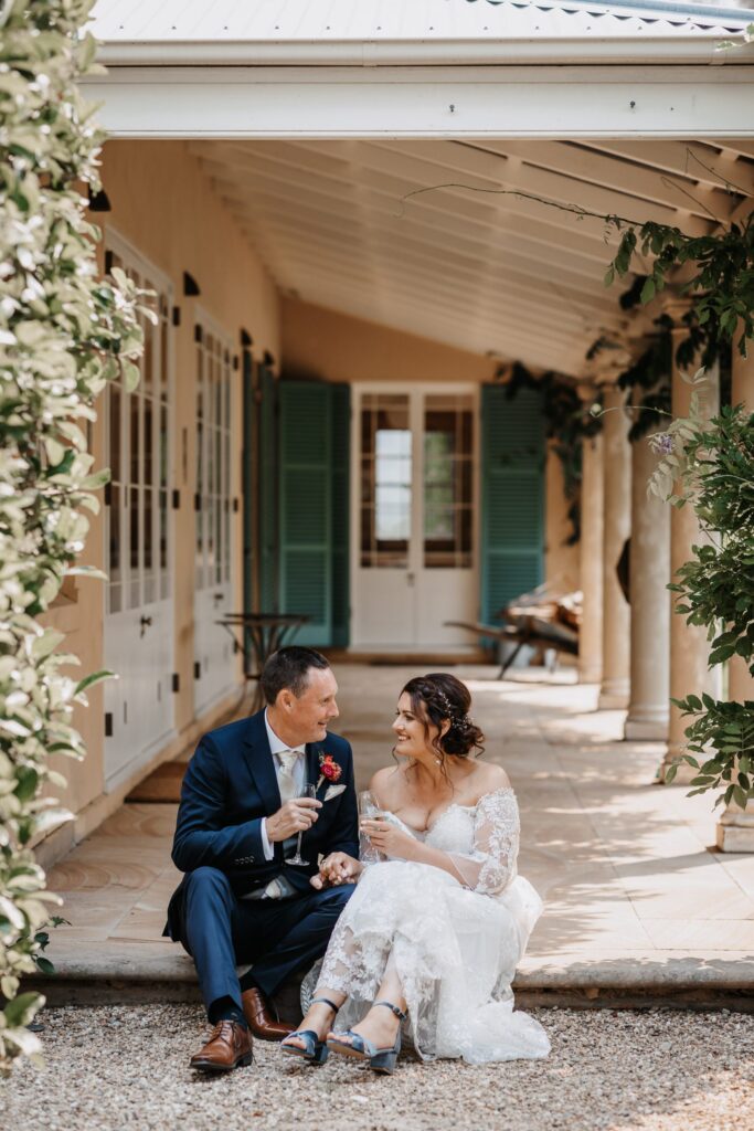 bride and groom in hunter valley winery