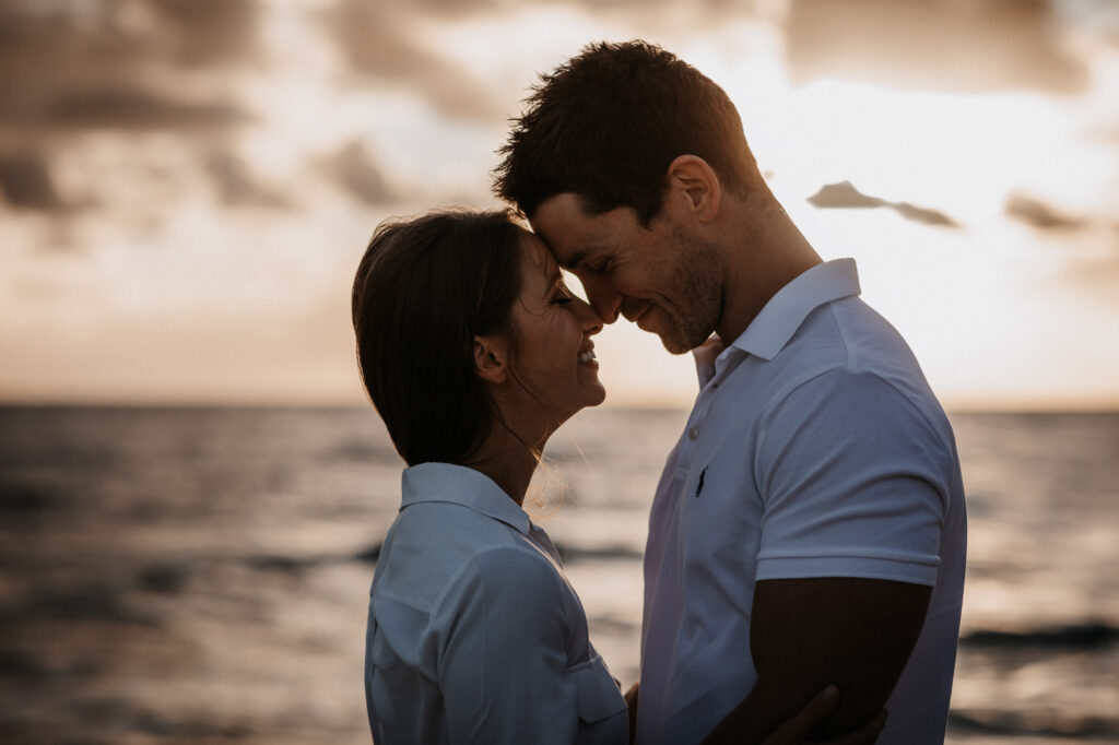 couple get close at Brighton beach, melbourne