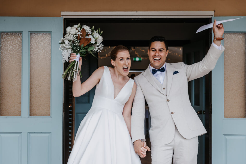 bride and groom just married