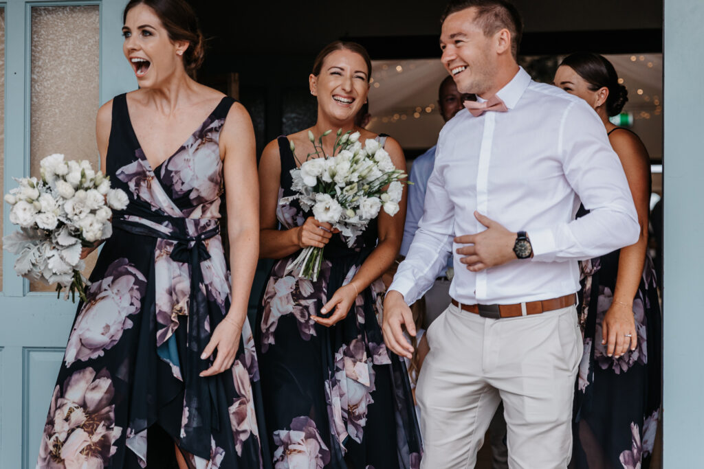 bridesmaids at a wedding hunter valley