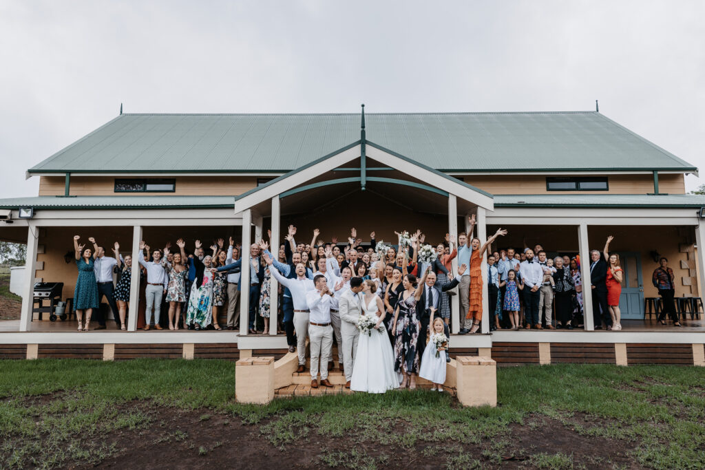group photo at a wedding pokolbin