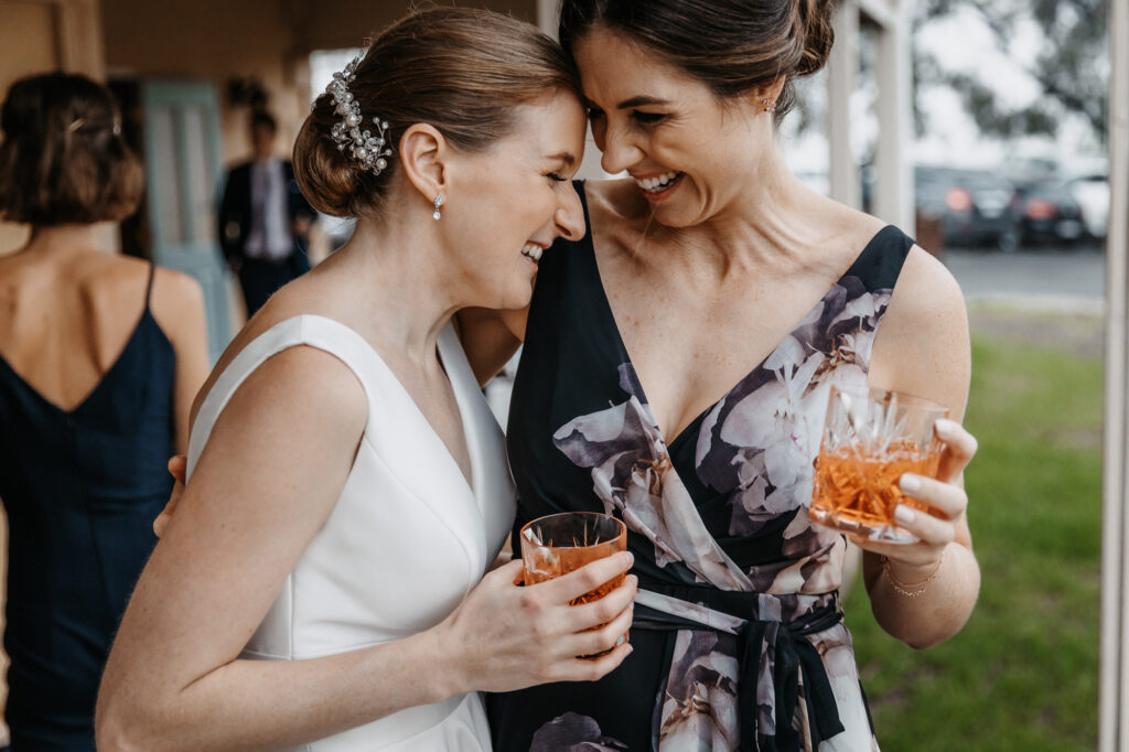 bride with her sister at her wedding