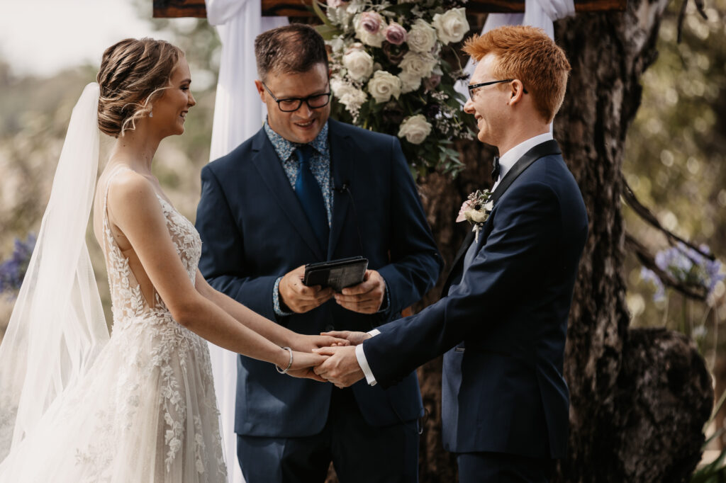 Bride and groom at the ceremony Wagga Wagga