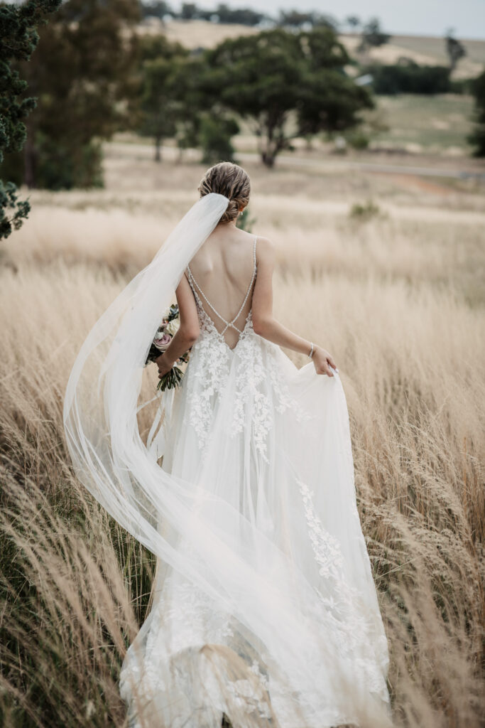 Bride and her dress on a location shoot Wagga Wagga