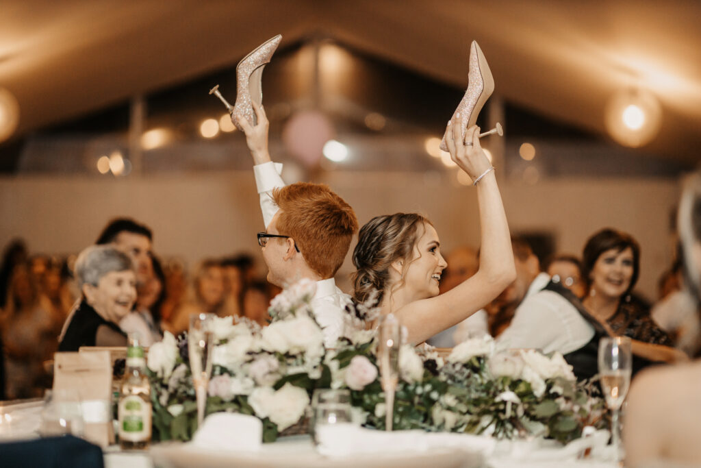 Husband and wife playing a game at reception Wagga Wagga