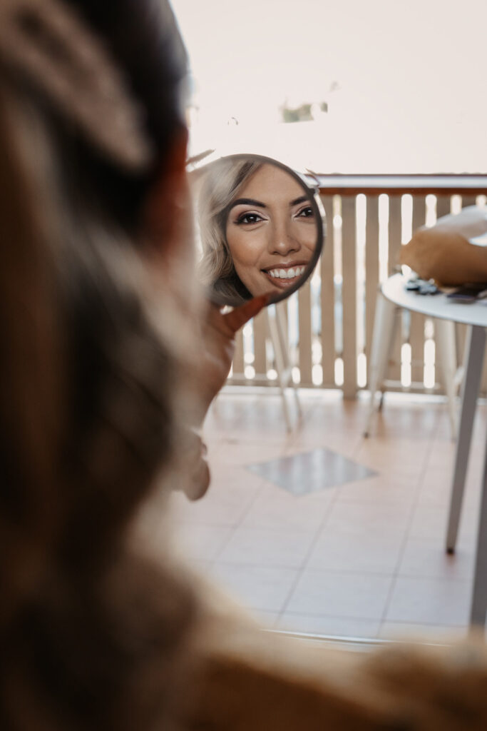bride finished getting make-up done