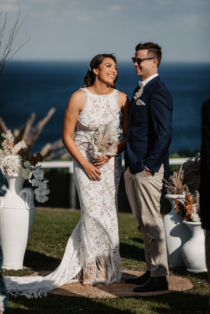 beautiful bride and groom Newcastle beach