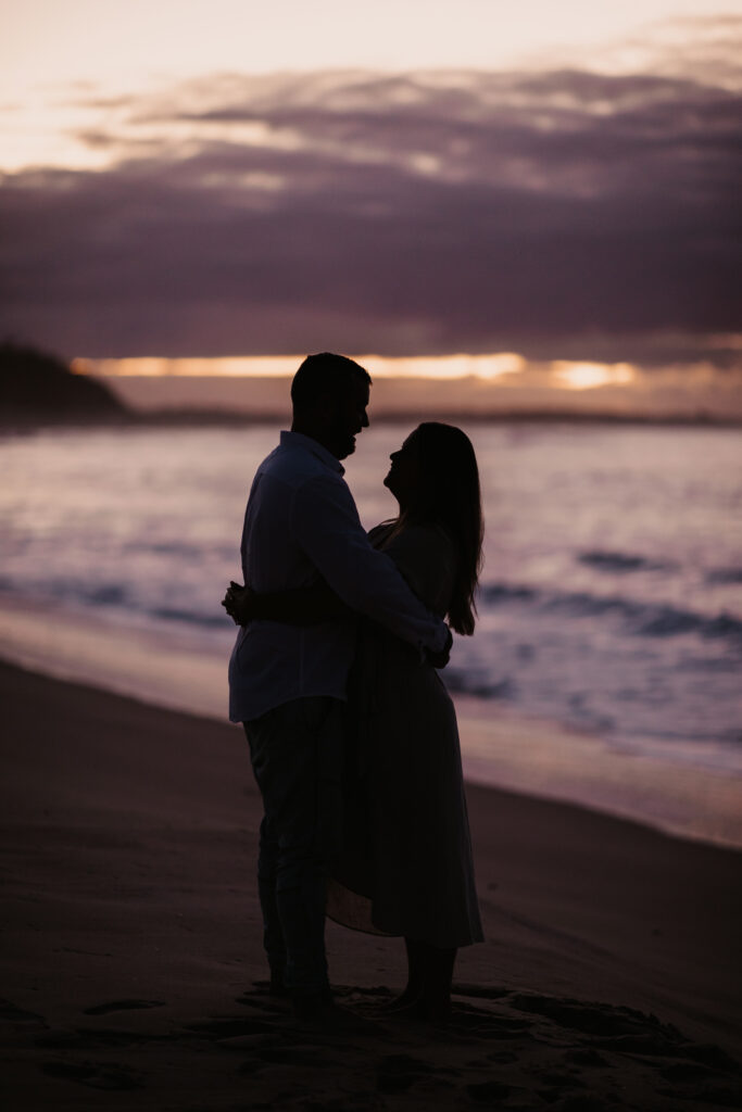 Sun rise engagement session Fingal bay