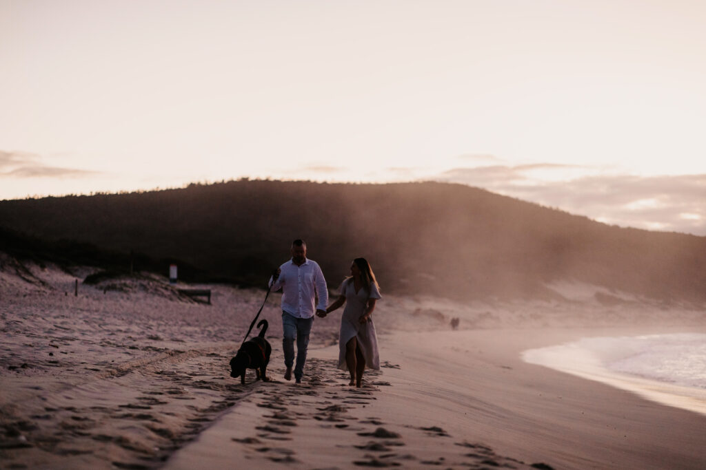 Sun rise engagement session Fingal bay