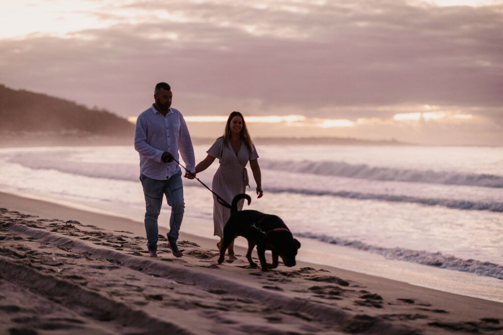 Sun rise engagement session Fingal bay