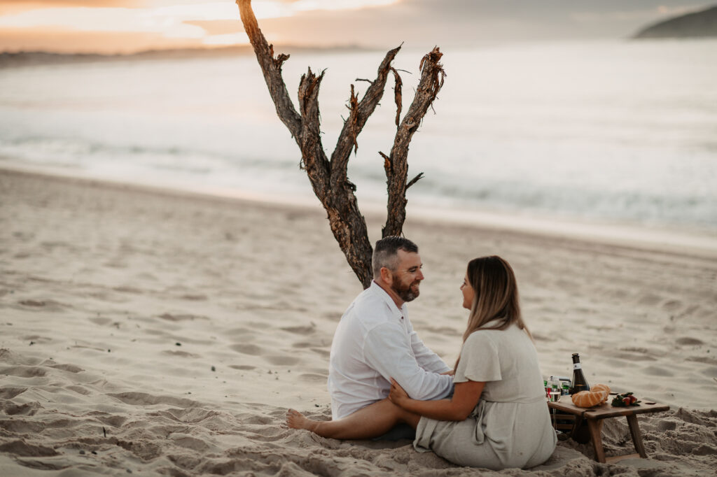 Sun rise engagement session Fingal bay