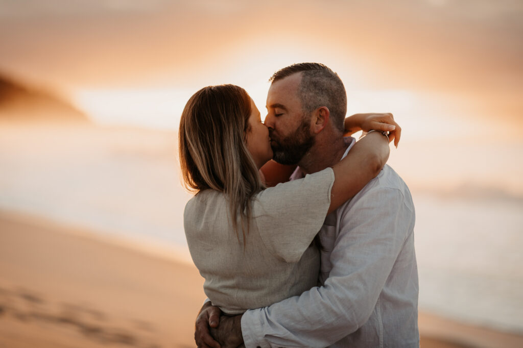 Sun rise engagement session Fingal bay