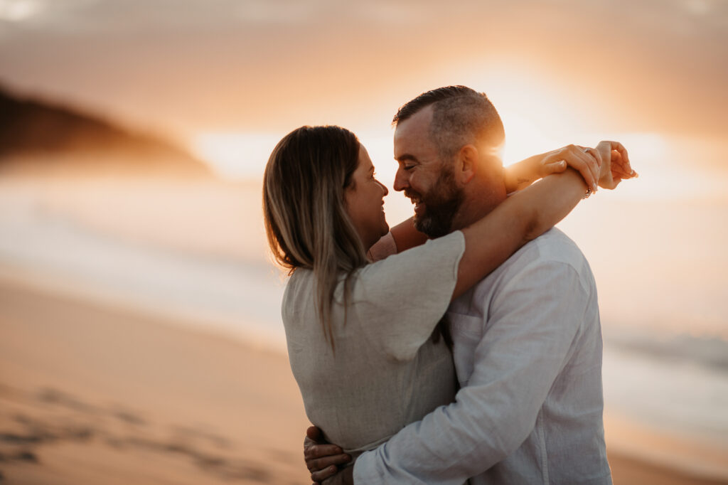 Sun rise engagement session Fingal bay