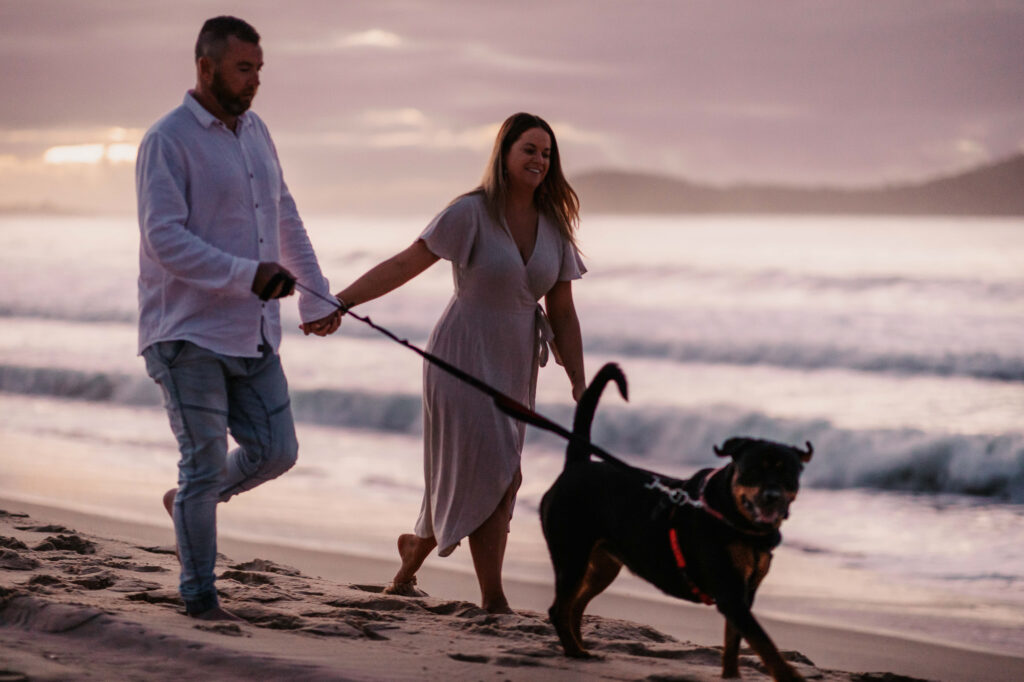 Sun rise engagement session Fingal bay