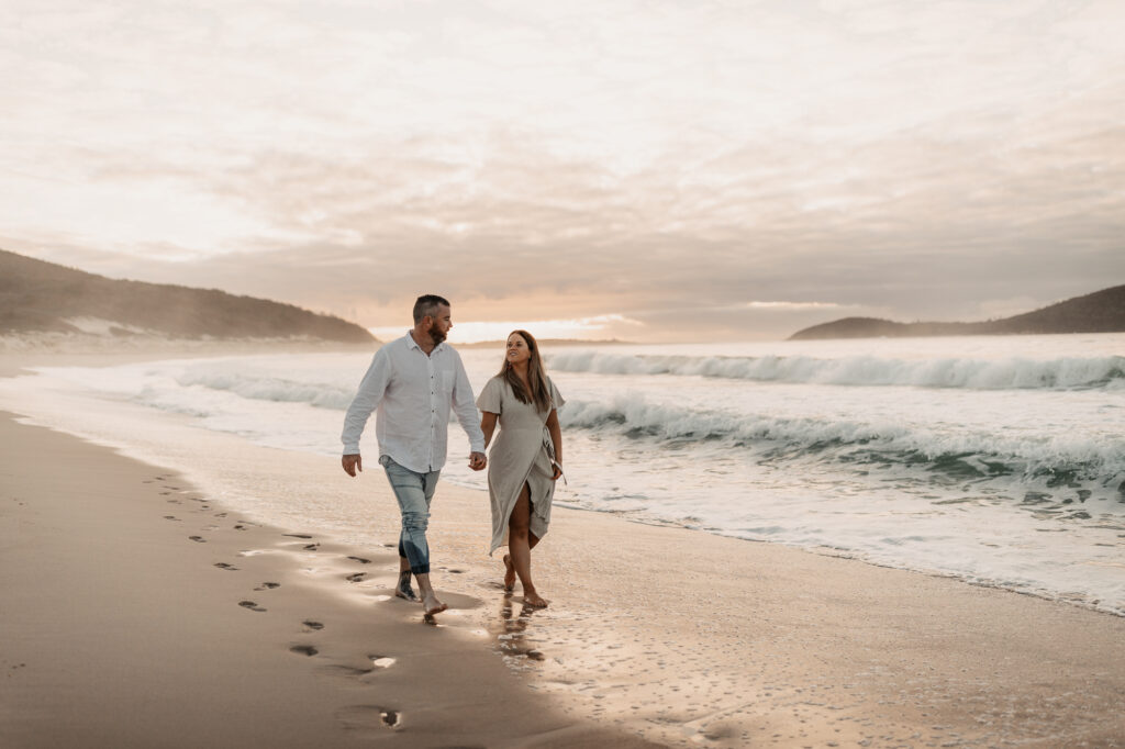 Sun rise engagement session Fingal bay