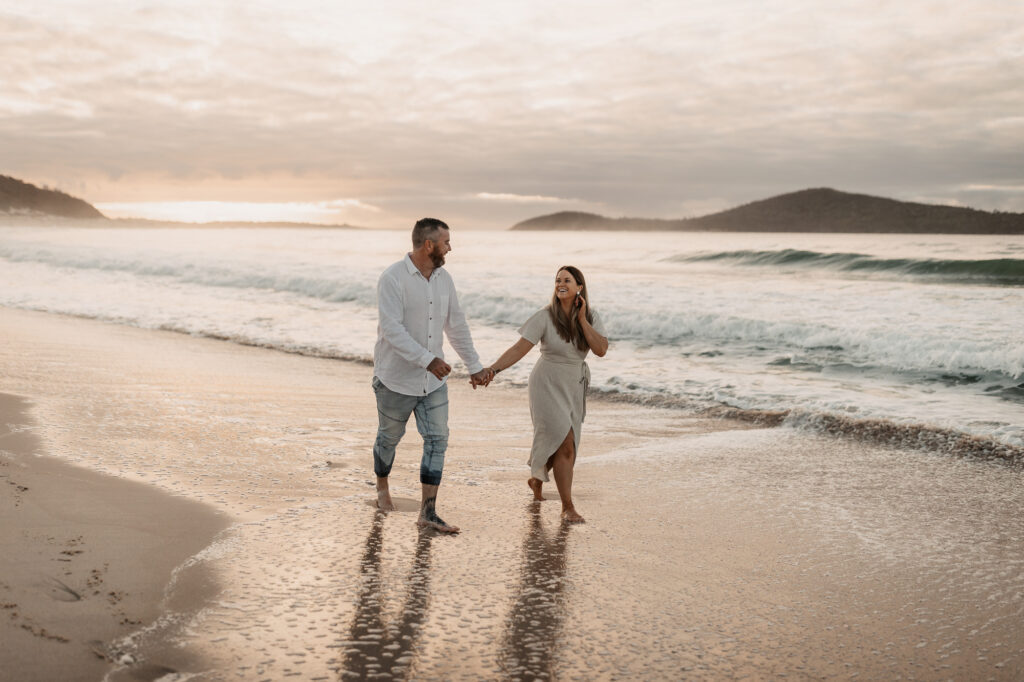 Sun rise engagement session Fingal bay
