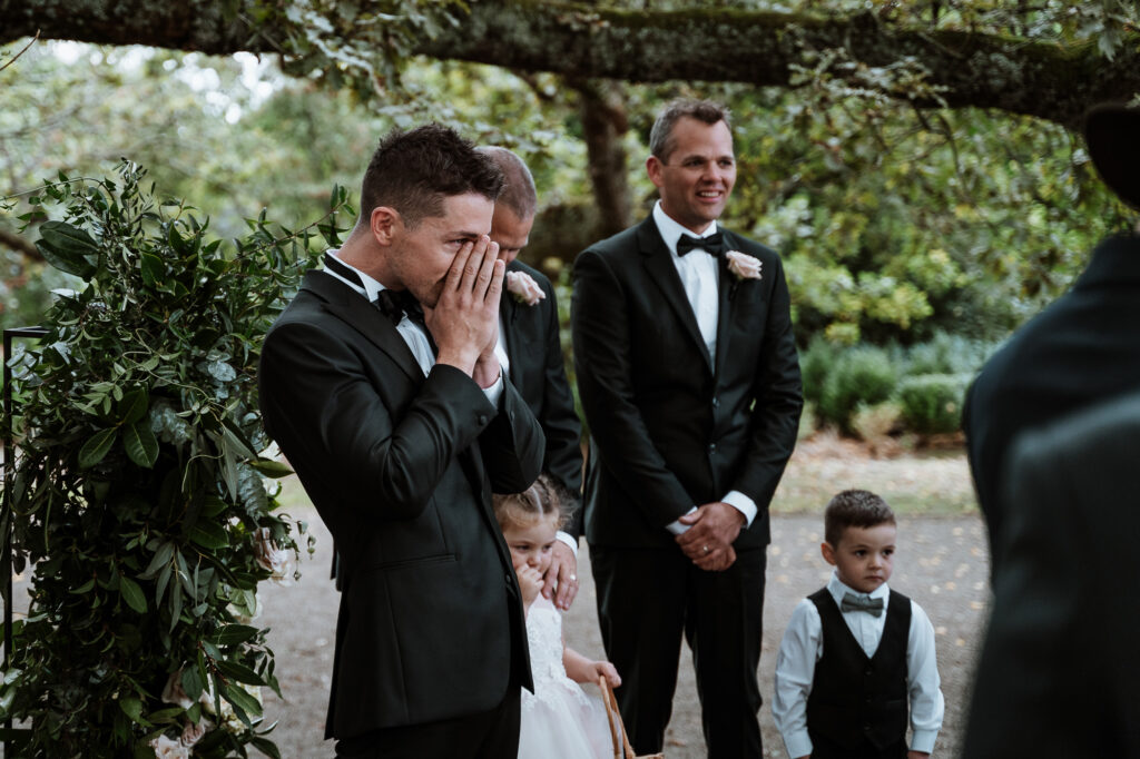 groom shocked seeing his bride