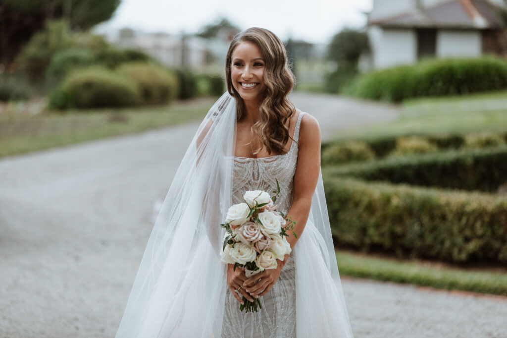 bride walking down the isle by herself
