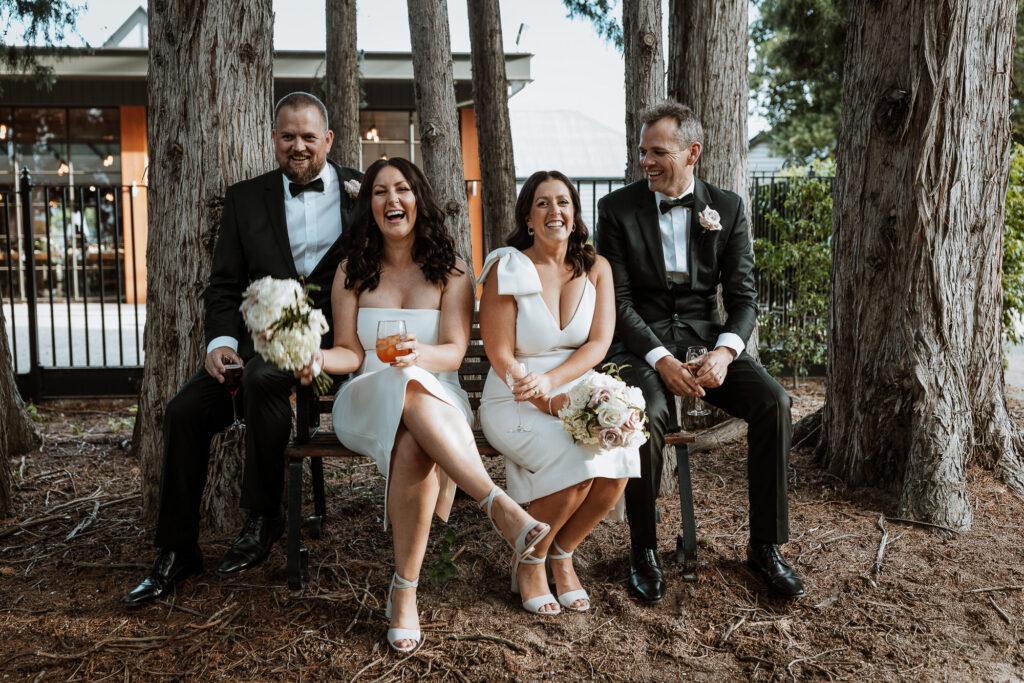 Bridal party hanging out at Coombes