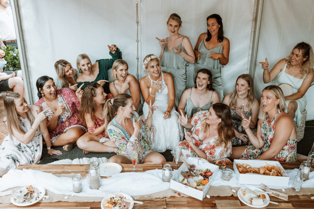 reception at home in the garden in Port Macquarie with all the girls