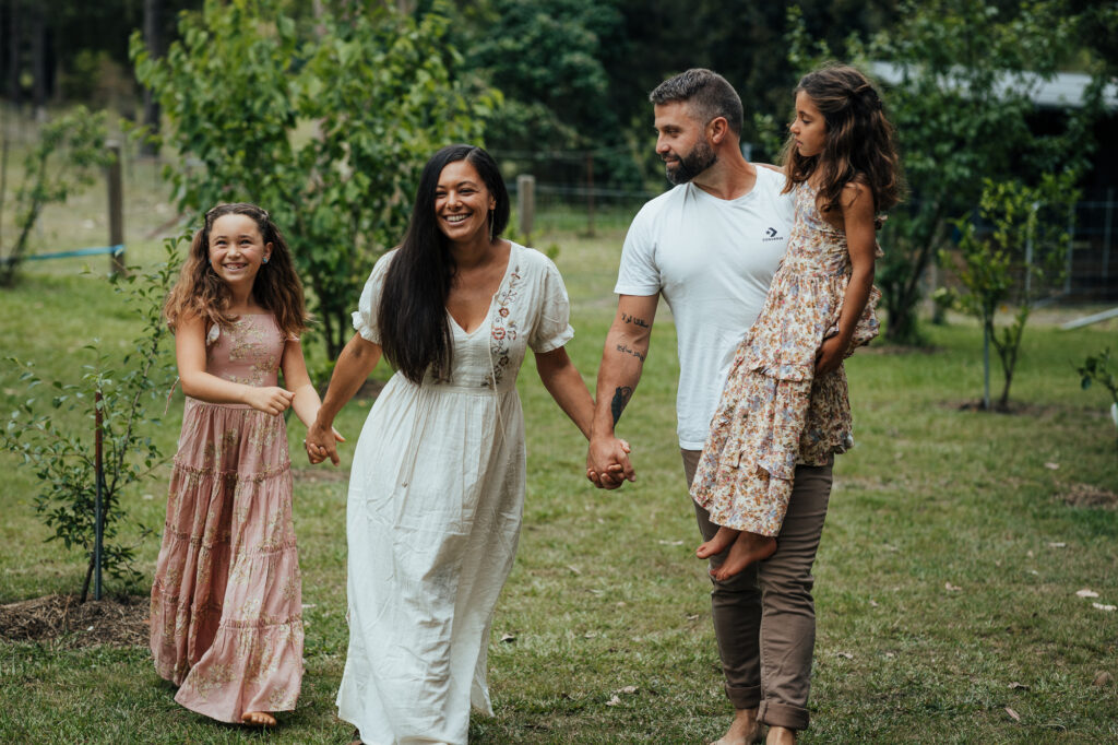 family in their back yard