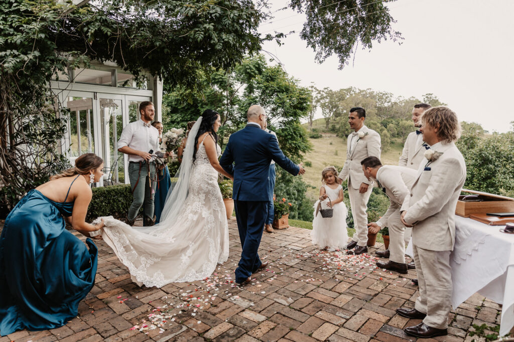 father of the bride walking the bride down the isle hunter valley