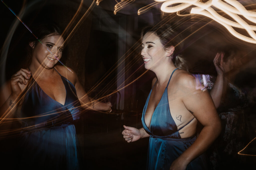 bridal party at the reception dancing