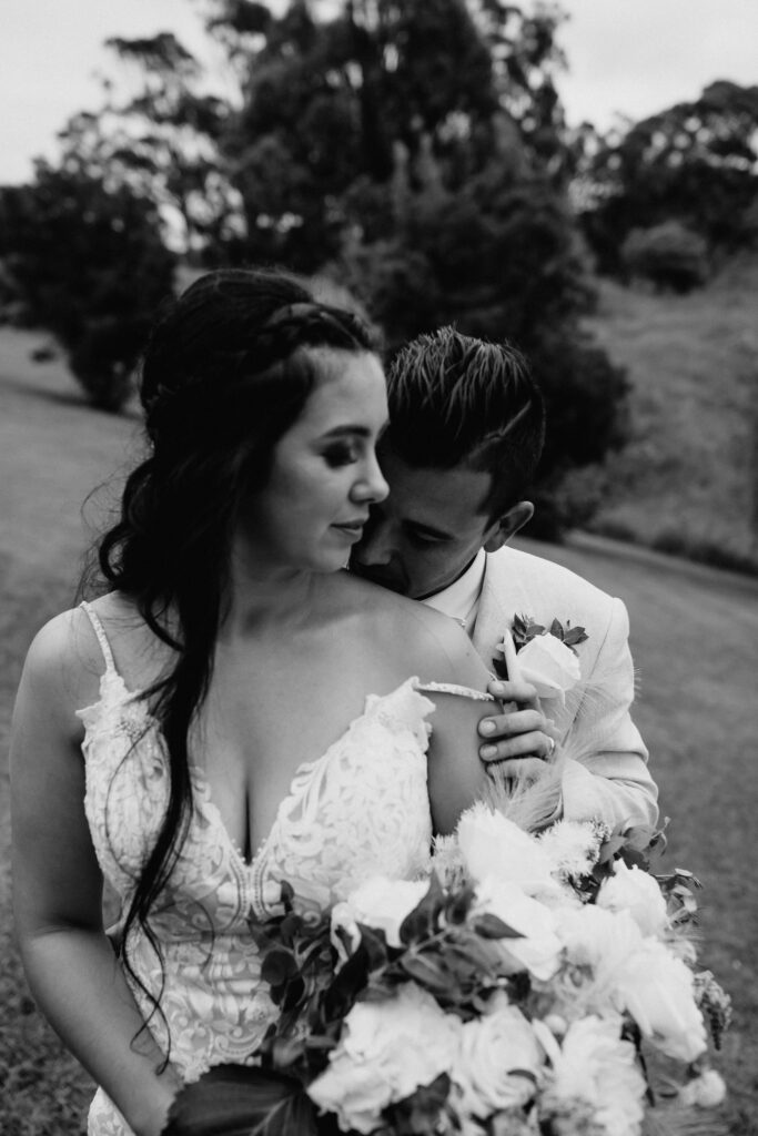 husband and wife getting intimate for a photo