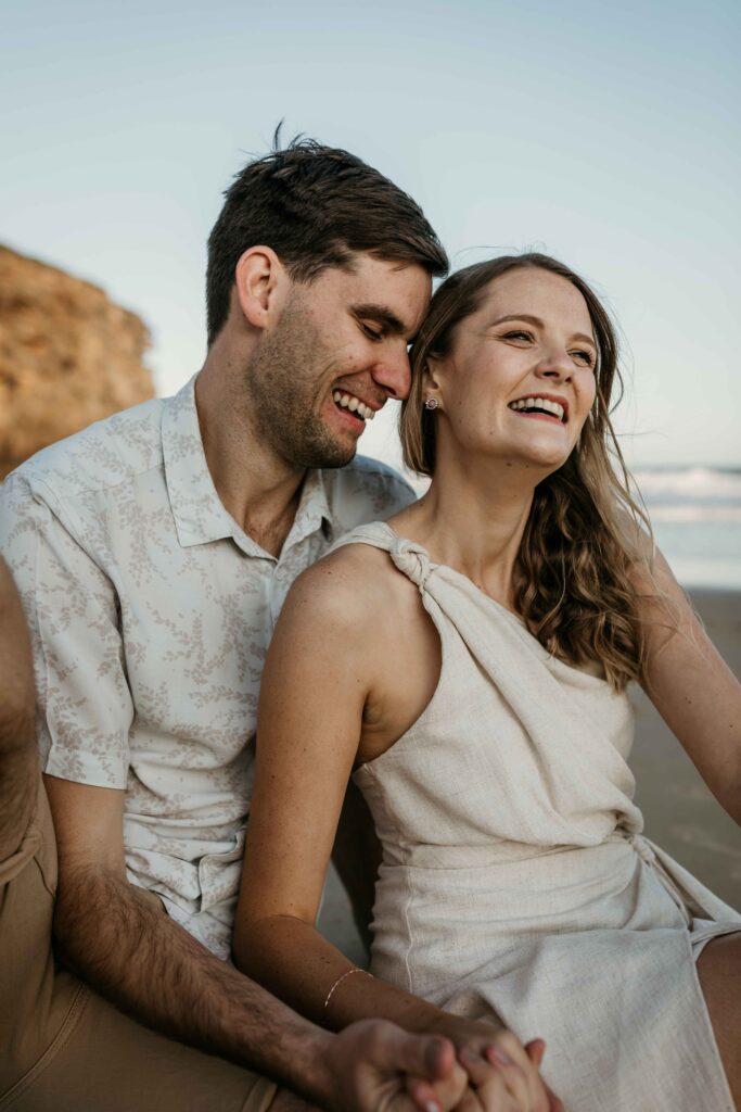 Sunset Engagement Session on Redhead beach, NSW