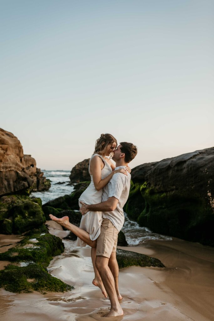 Sunset Engagement Session on Redhead beach, NSW