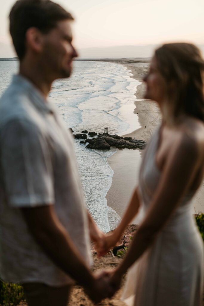 View from the cliff at Sunset Engagement Session on Redhead beach, NSW