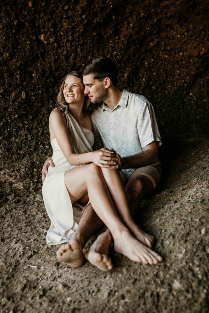 Sunset Engagement Session on Redhead beach, NSW