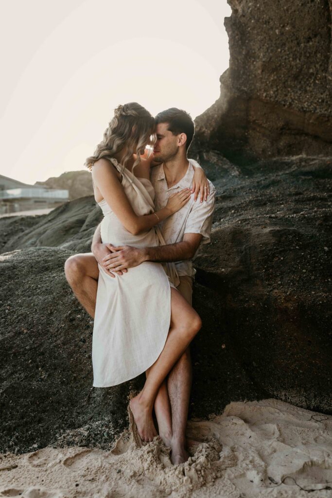Sunset Engagement Session on Redhead beach, NSW