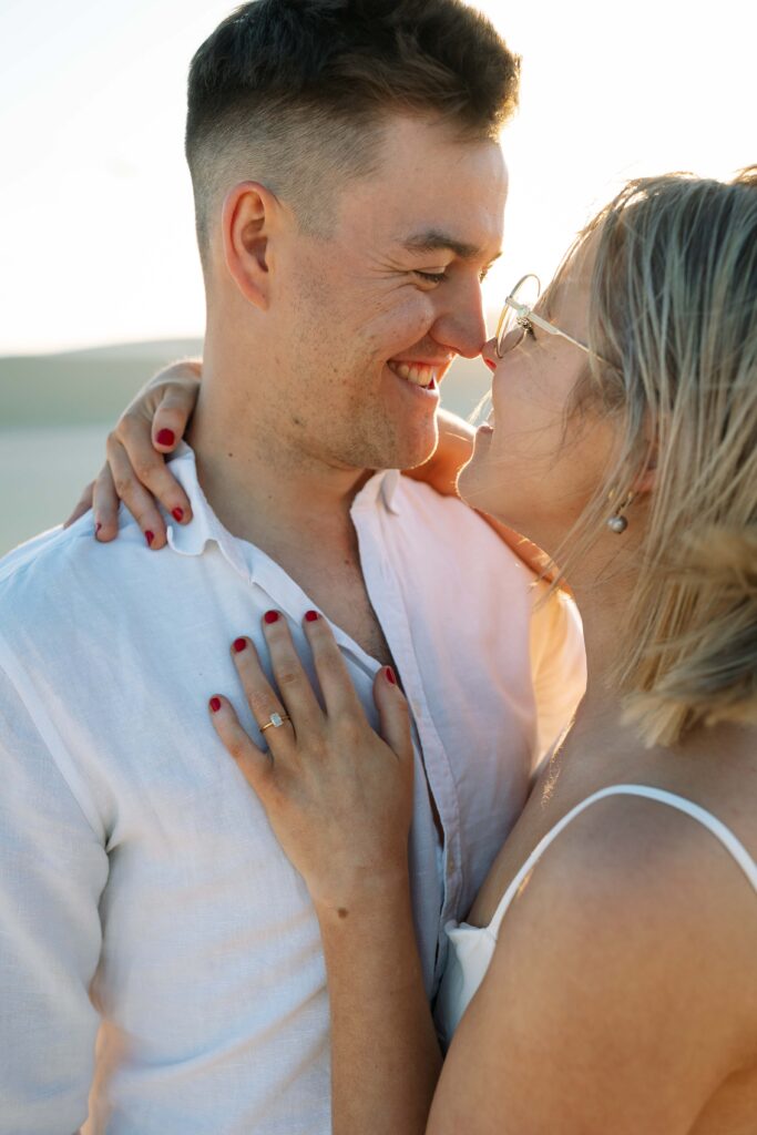 Engagement session sunset at Stockton sand dunes