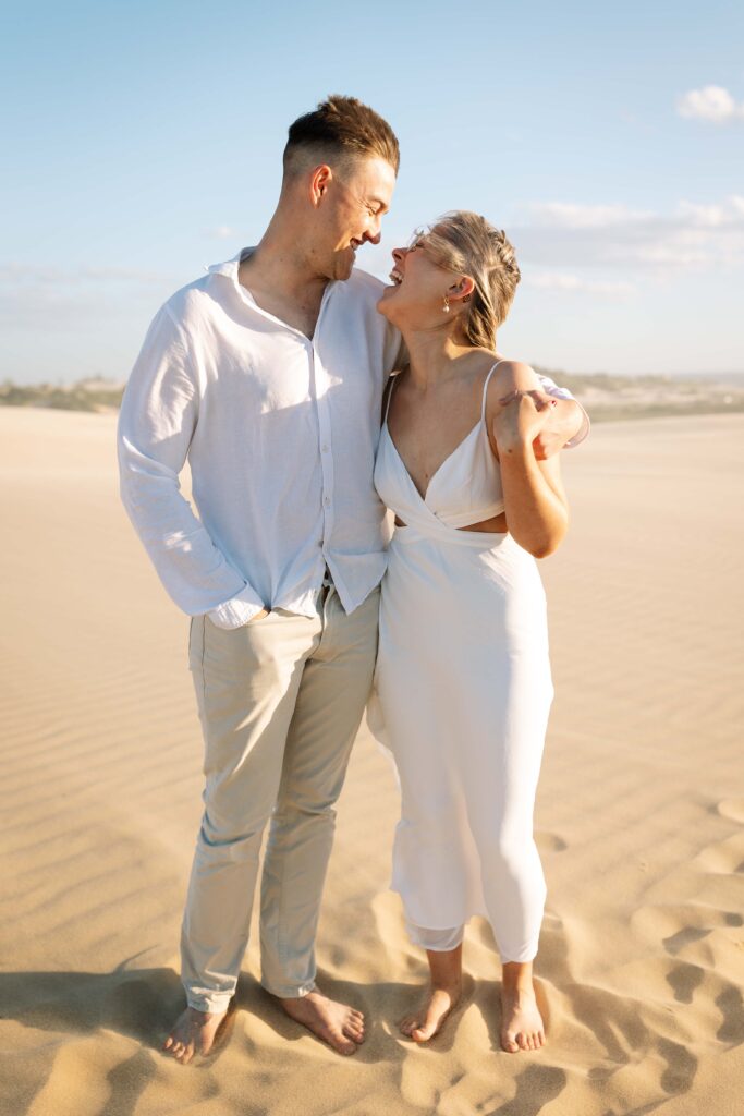 Engagement session sunset at Stockton sand dunes