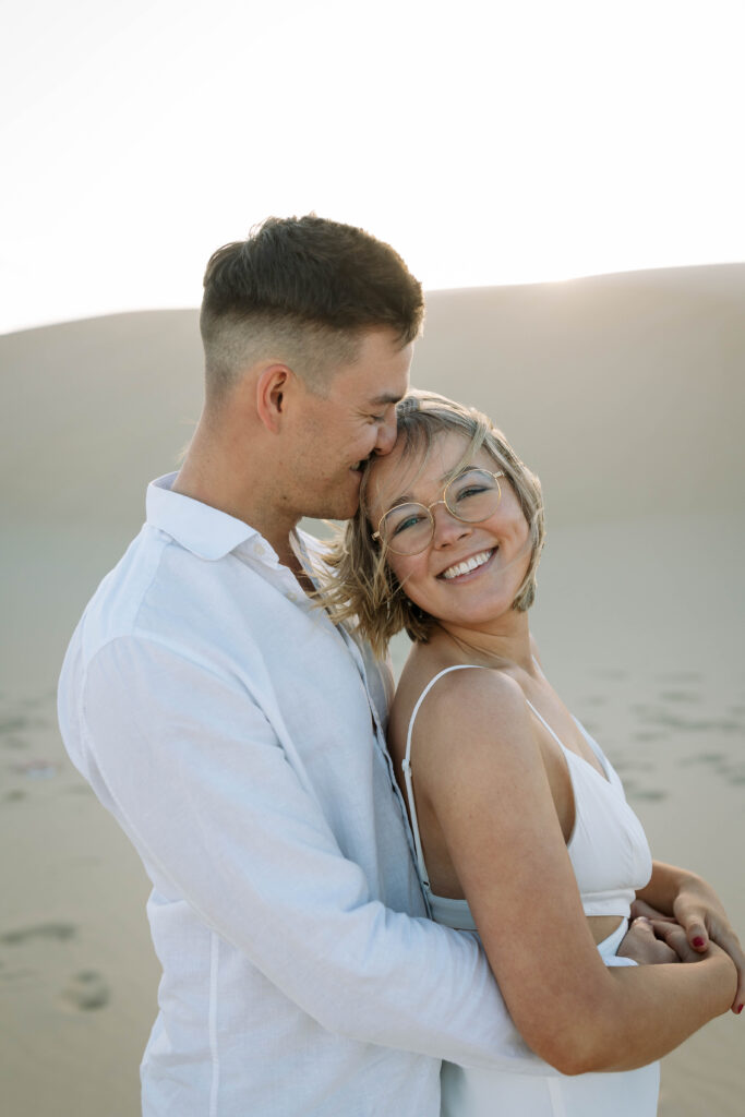 Engagement session sunset at Stockton sand dunes