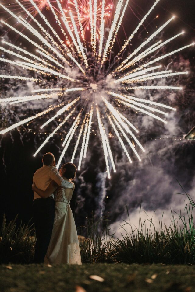 Husband and wife watching fireworks in the hunter valley