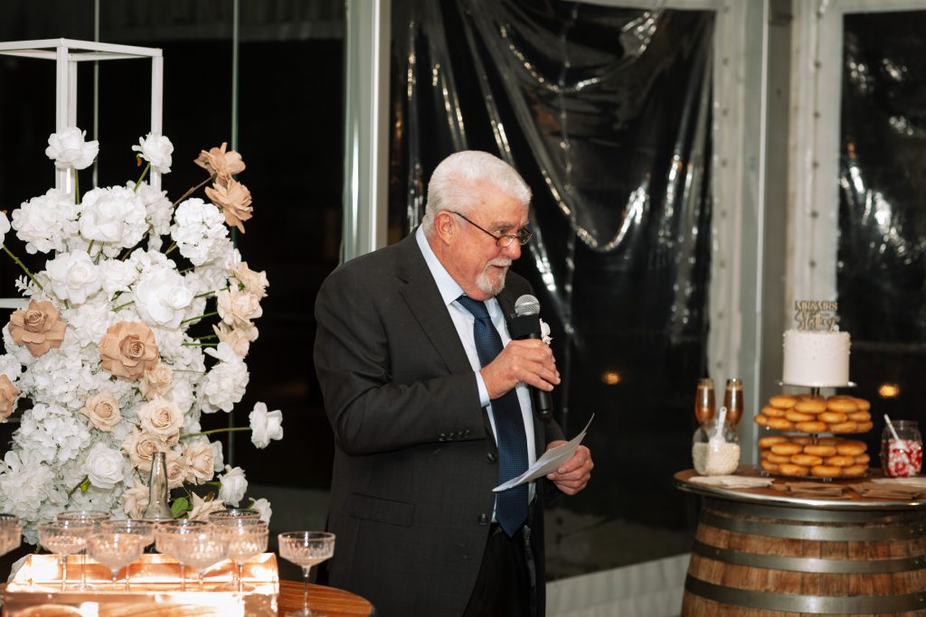 father of the bride making a speech at a wedding in the hunter valley
